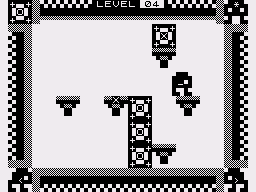Alien Mind (ZX81) screenshot: Stacking the boxes to reach the shelf