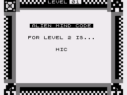 Alien Mind (ZX81) screenshot: Getting a code for next level