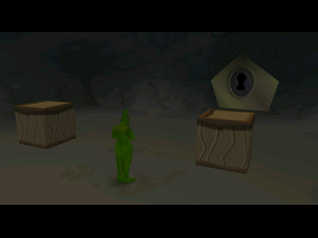 The Grinch (Windows) screenshot: You must jump and crash all the boxes with your soft spot.