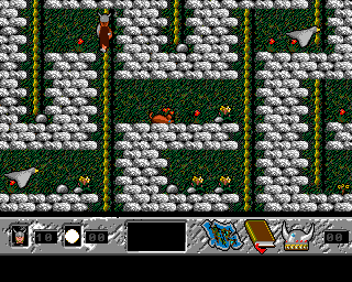 Vicky (Amiga) screenshot: Grey birds and a cat