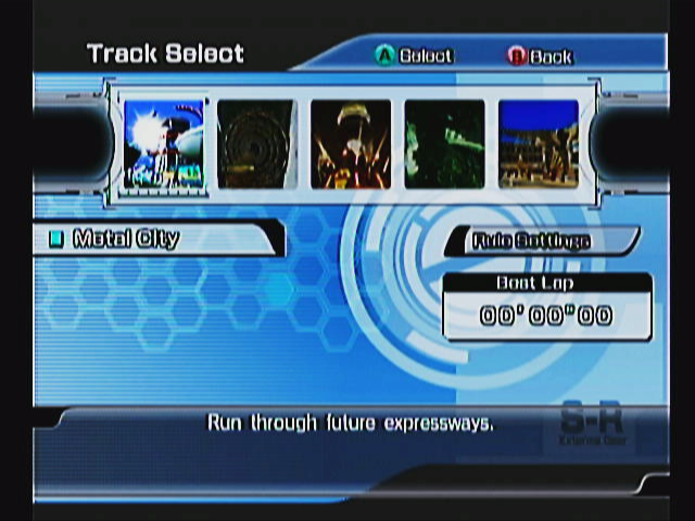 Sonic Riders (GameCube) screenshot: Track Select