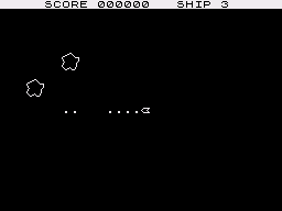 QS Asteroids (ZX81) screenshot: Trying to hit the asteroids