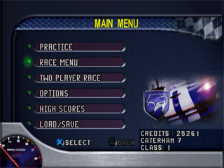 Test Drive 6 (PlayStation) screenshot: Main Menu