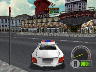 Test Drive 6 (PlayStation) screenshot: Le Moulin Rouge!