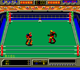 Robo Wres 2001 (Arcade) screenshot: Facing each other.