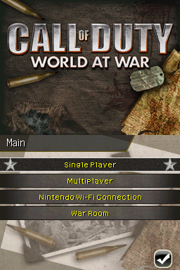 Call of Duty: World at War (Nintendo DS) screenshot: Title/menu screen.