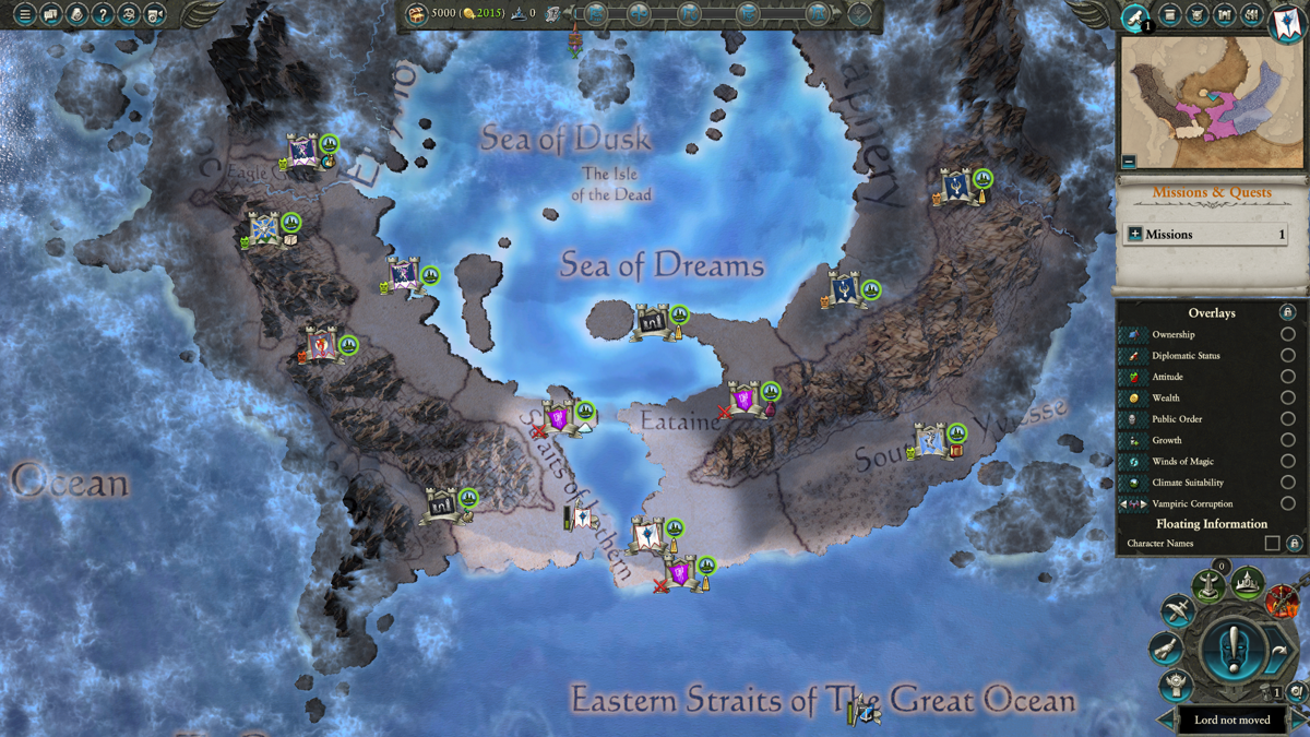 Total War: Warhammer II (Windows) screenshot: Ulthuan, the island of the High Elves
