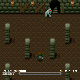 Lagoon (Sharp X68000) screenshot: Exploring the Gold Cave, unlike in the SNES version you don't have to escort Giles