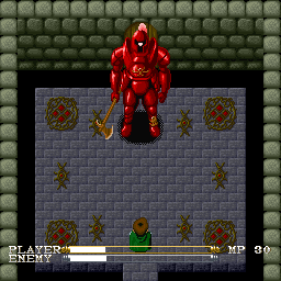 Lagoon (Sharp X68000) screenshot: First boss Samson, the combat in this version is closer to Ys style - just hold down the attack button and ram into an enemy, as a result it plays much better than the SNES version