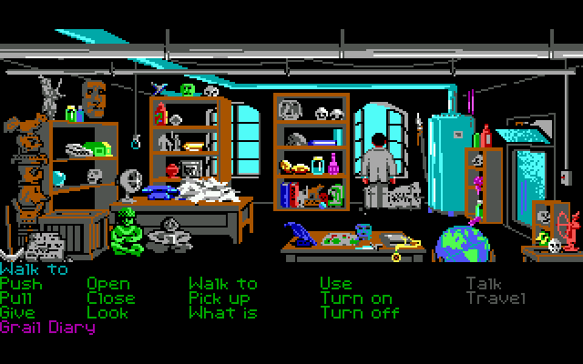Indiana Jones and the Last Crusade: The Graphic Adventure (DOS) screenshot: Indy's office (EGA version)