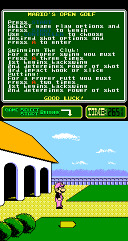 NES Open Tournament Golf (Arcade) screenshot: Ready to play.