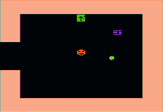 Russki Duck (Apple II) screenshot: Beware the enemy spies, for they disguise themselves as gigantic pumpkin heads