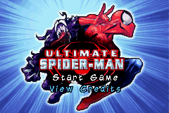 Ultimate Spider-Man (Game Boy Advance) screenshot: Title/menu screen.