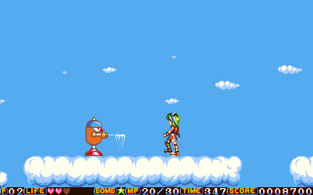 Totsugeki! Mix (PC-98) screenshot: This guy waves his fan to push you back with the wind.