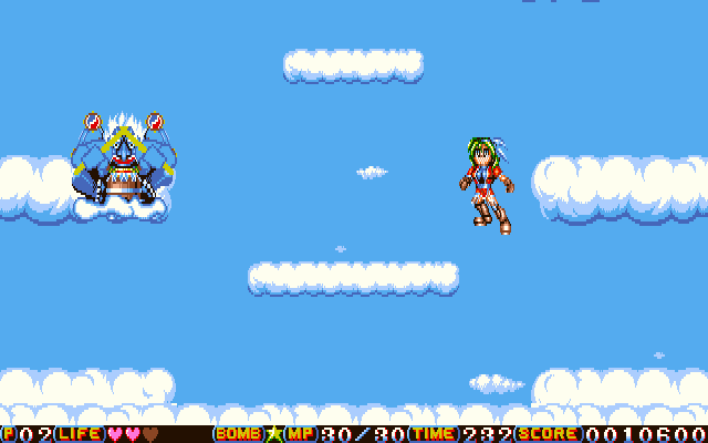 Totsugeki! Mix (PC-98) screenshot: This guy and his brother shoot lightning at me.