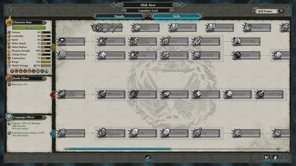 Total War: Warhammer II - Alith Anar (Windows) screenshot: Alith's skill tree
