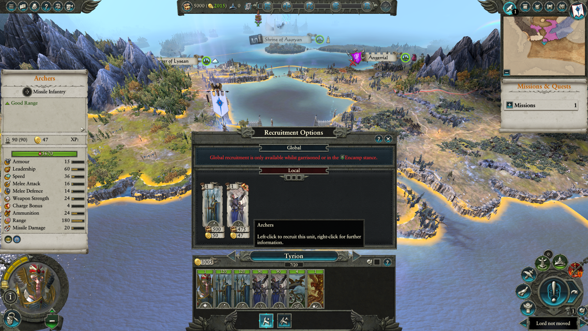 Total War: Warhammer II (Windows) screenshot: Recruiting some units
