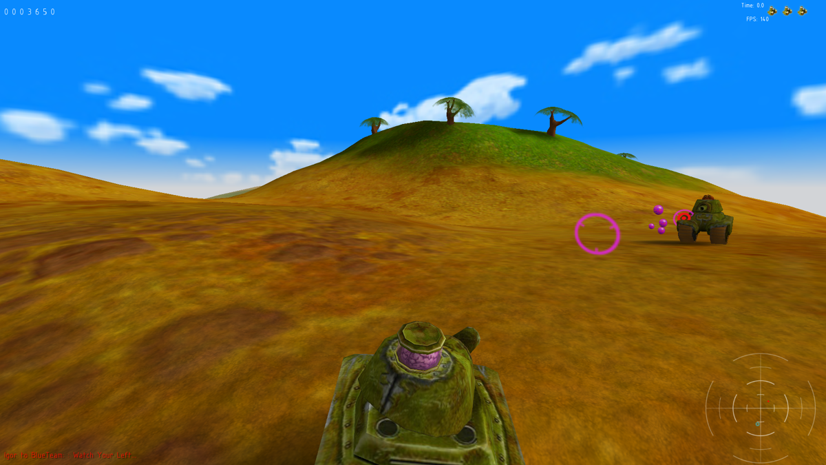 ThinkTanks (Windows) screenshot: Purple bullets can bounce off anything they collide with