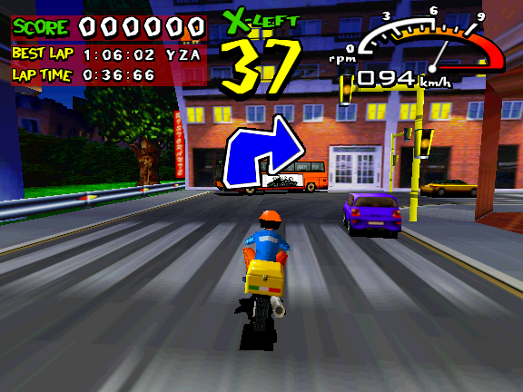 Radikal Bikers (Arcade) screenshot: Follow the arrow.