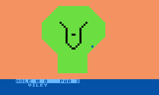 9-Hole Miniature Golf (Atari 8-bit) screenshot: There's some tricky putting