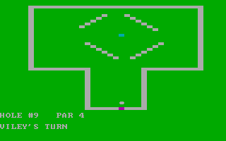 9-Hole Miniature Golf (DOS) screenshot: Another hole in one in the making