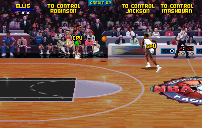 NBA Jam Tournament Edition (Arcade) screenshot: Defending.