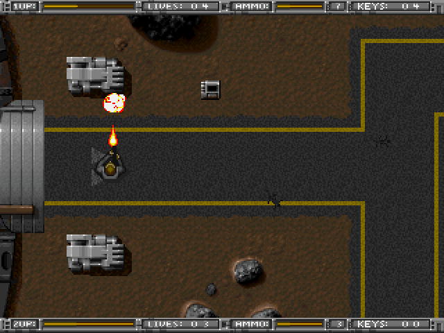 Alien Breed: Tower Assault (DOS) screenshot: Destroy generators to gain access to Science facility.