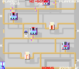 Wily Tower (Arcade) screenshot: Get electrocuted, and you lose a life.