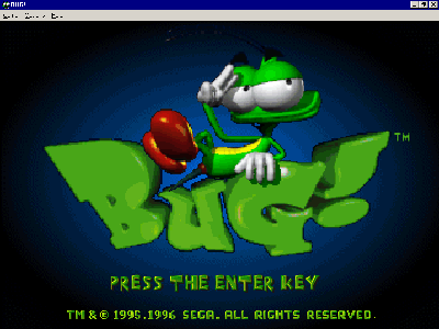 Bug! (Windows) screenshot: The title screen Demo version
