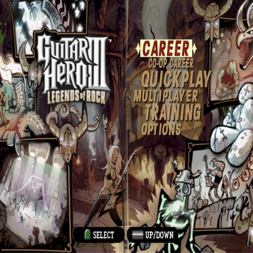 Guitar Hero III: Legends of Rock (PlayStation 2) screenshot: The game's main menu