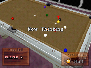 Side Pocket 3: 3D Polygon Billiard Game (PlayStation) screenshot: Computer is thinking