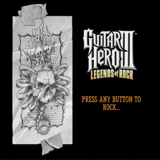 Guitar Hero III: Legends of Rock (PlayStation 2) screenshot: The game's title screen. After this comes the main menu