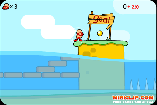 <small>Red Beard on Gold Hunt (Browser) screenshot:</small><br> Reach the golden ball to complete a level.