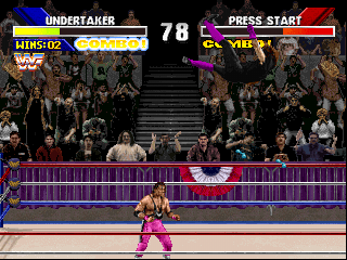 WWF WrestleMania (PlayStation) screenshot: Sent me flying arcade style