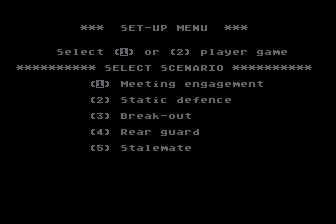 TAC: Tactical Armor Command (Atari 8-bit) screenshot: Game Setup