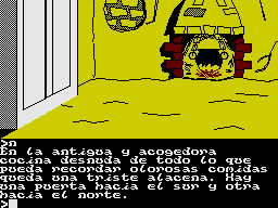 Don Quijote (ZX Spectrum) screenshot: Besides a pot on the fire