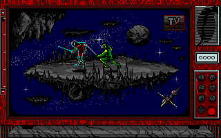 Mad Show (Atari ST) screenshot: First contest: duking it out in space