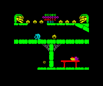 Cauldron II: The Pumpkin Strikes Back (ZX Spectrum) screenshot: Need to get over that blue meanie