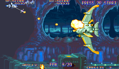 Eco Fighters (Arcade) screenshot: In cave