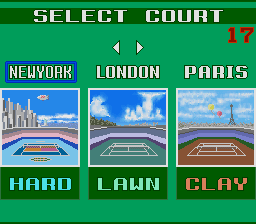 Pro Tennis: World Court (Sharp X68000) screenshot: Court selection