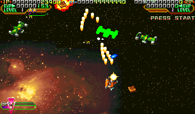 Mars Matrix (Arcade) screenshot: Bigger ships
