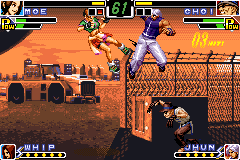 The King of Fighters EX: Neo Blood (Game Boy Advance) screenshot: Moe vs Choi and Jhun