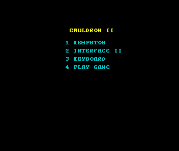 Cauldron II: The Pumpkin Strikes Back (ZX Spectrum) screenshot: Main menu