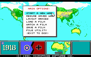 Command H.Q. (DOS) screenshot: Start menu