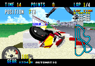 GP Rider (Arcade) screenshot: Crashed.
