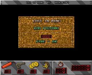 Lost in Mine (Amiga) screenshot: Enter the level code.