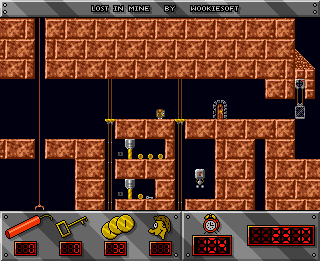 Lost in Mine (Amiga) screenshot: Moving the platform.