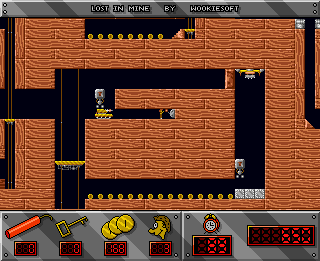 Lost in Mine (Amiga) screenshot: Moving the heavy platform.