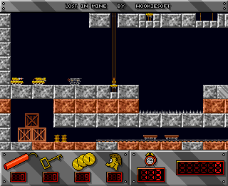 Lost in Mine (Amiga) screenshot: Heavy machines parking