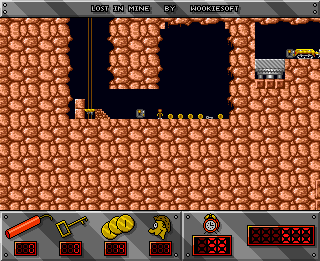 Lost in Mine (Amiga) screenshot: Coins and a key